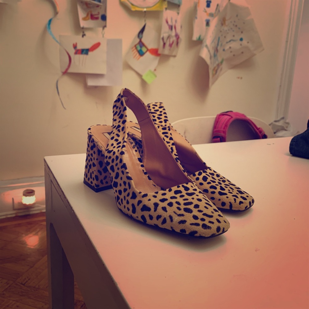 Topshop Leopard Print Block Heel Sandal - image 1